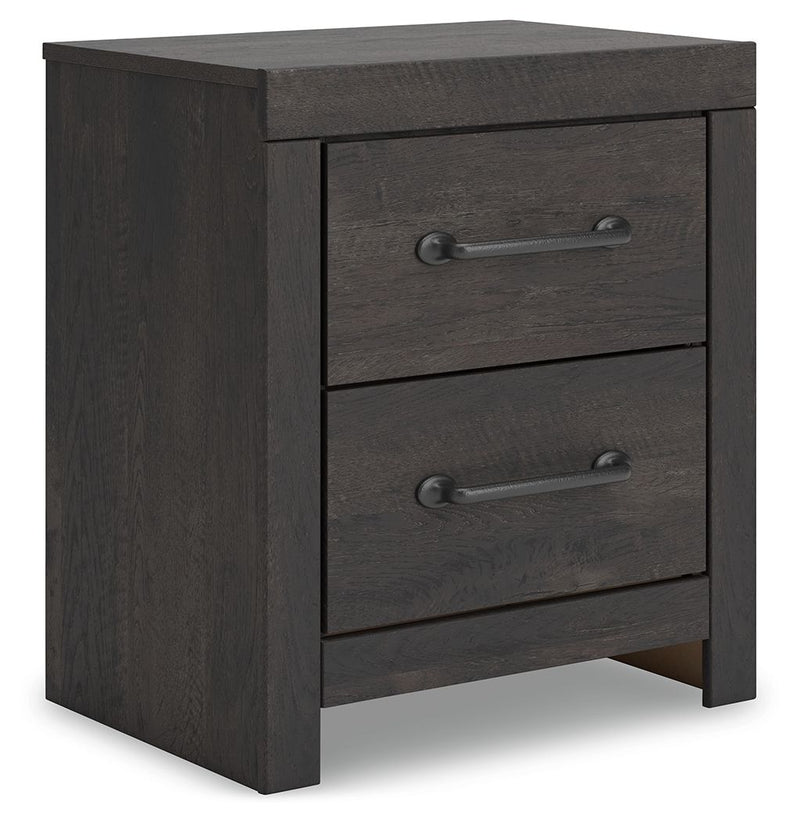 Hollivern - Two Drawer Night Stand - Dark Gray - R&R Furniture Gallery (Fountain Valley, CA)