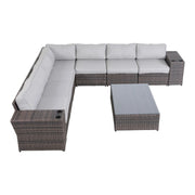 Outdoor Wicker Sectional With Weather Resistant Cushions And Table - R&R Furniture Gallery (Fountain Valley, CA)