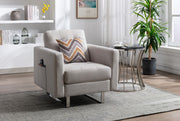 Victoria - Fabric Armchair With Metal Legs, Side Pockets, And Pillow - R&R Furniture Gallery (Fountain Valley, CA)