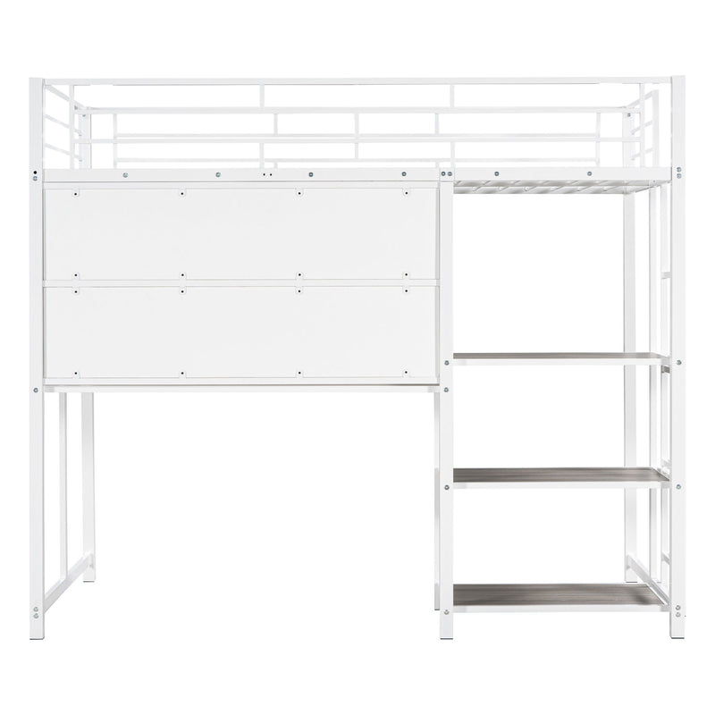 Metal Loft Bed With Desk, 3 Shelves And Ladder - R&R Furniture Gallery (Fountain Valley, CA)