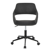 Lumi Source Margarite contemporary desk task chair with ergonomic design, black upholstered seat, and adjustable height for office use.