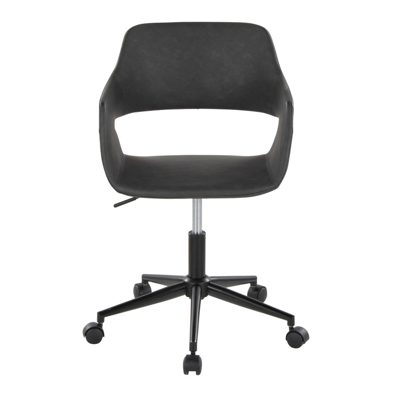 Lumi Source Margarite contemporary desk task chair with ergonomic design, black upholstered seat, and adjustable height for office use.