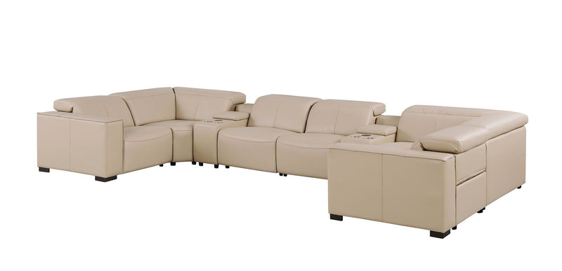 1208 - 8 Piece Modular Leather Sectional With 2 Power Recliners & Power Headrests