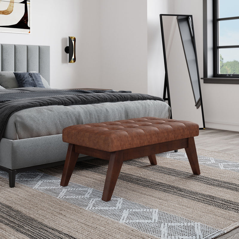 Draper - Upholstered Mid Century Tufted Ottoman Bench - R&R Furniture Gallery (Fountain Valley, CA)