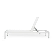 Noble House outdoor patio chaise lounge with five reclining positions, featuring cushioned seating and adjustable backrest.