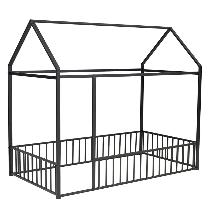 Metal Bed House Bed Frame With Fence - R&R Furniture Gallery (Fountain Valley, CA)