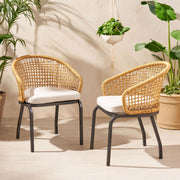 Outdoor Wicker Chair With Powder Coated Iron Legs - R&R Furniture Gallery (Fountain Valley, CA)