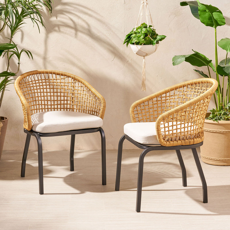 Outdoor Wicker Chair With Powder Coated Iron Legs - R&R Furniture Gallery (Fountain Valley, CA)