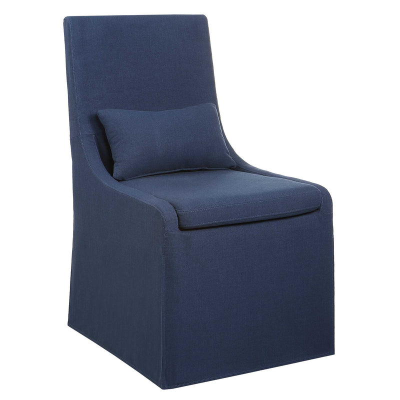 Uttermost Coley armless side chair with upholstered beige fabric and dark wooden legs, modern and elegant design.
