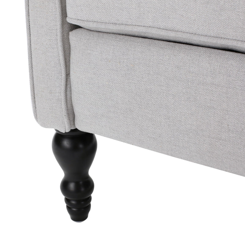 Tufted Arm Chair Recliner With Wingback Style, Pushback Mechanism - Light Gray