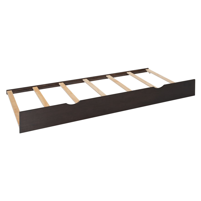 DreamHaus cabinet bed with built-in shelf, sockets, and twin long trundle, featuring a sleek, modern design with ample storage.