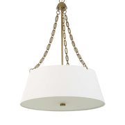 Uttermost Andalucia 4 Light Drum Pendant in gold and white, modern pendant lighting with four drum-shaped shades hanging from a sleek fixture.
