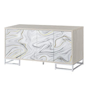 Panos - Console Cabinet - White Marble Print & Chrome - R&R Furniture Gallery (Fountain Valley, CA)