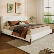 Elegant Boucle Upholstered Bed With Solid Wood Legs - R&R Furniture Gallery (Fountain Valley, CA)