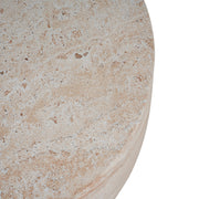 Beige Noble House concrete side table with travertine top, suitable for outdoor or indoor use, lightweight and stylish.