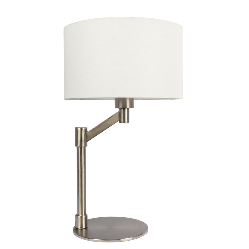 Horizon - Table Lamp With On / Off Switch Curved Base Linen Shade - Brushed Nickel / Silver / White - R&R Furniture Gallery (Fountain Valley, CA)