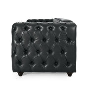 Comfy 3 Seat Sofa & Wooden Legs, For Living Room And Study - Black - R&R Furniture Gallery (Fountain Valley, CA)