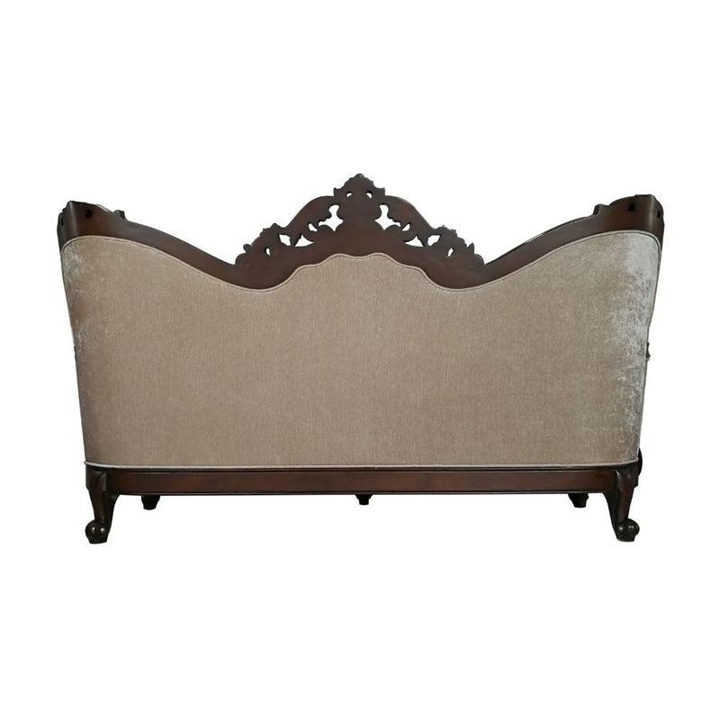 Devayne - Sofa With 6 Pillows (Same Lv01582) - Pattern Fabric & Dark Walnut - R&R Furniture Gallery (Fountain Valley, CA)