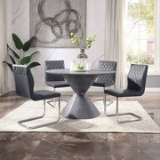Ansonia - Side Chair (Set of 2) - Gray Synthetic Leather & Chrome - R&R Furniture Gallery (Fountain Valley, CA)