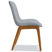 Set of two Loretta upholstered dining chairs by Simpli-Home with padded seats and stylish fabric upholstery.