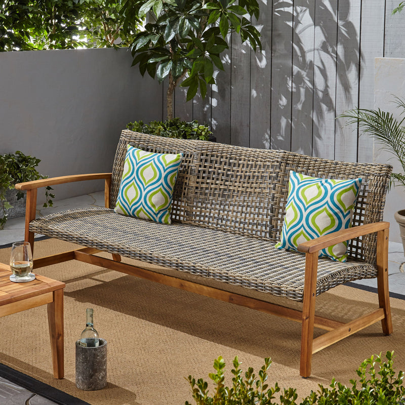 Outdoor 3 Seater Sofa With Rattan Cover - Gray - R&R Furniture Gallery (Fountain Valley, CA)