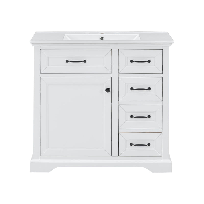 36" Bathroom Vanity With Sink, 2 Tip-Out Drawers, Soft Close Hinges - R&R Furniture Gallery (Fountain Valley, CA)