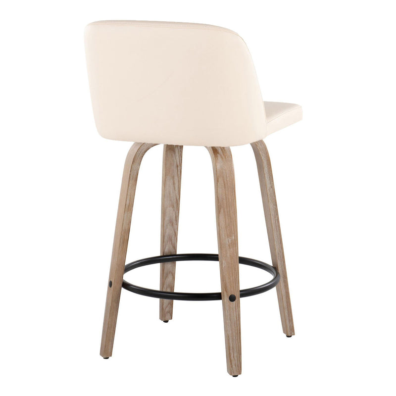 Toriano - Contemporary Fixed-Height Counter Stool & Swivel With Round Footrest (Set of 2) - R&R Furniture Gallery (Fountain Valley, CA)