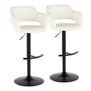 Set of two Lumi Source Margarite contemporary adjustable barstools with swivel, rounded T footrest, ideal for modern kitchen or bar area.
