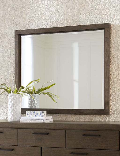 Modus Boracay Beveled Glass Landscape Mirror in Wild Oats Brown, featuring a large rectangular design with beveled edges.