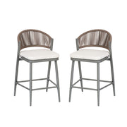 Outdoor 26" Counter Height Metal Frame Counter Stools With Scallop Shaped Backrest & Water Resistant Cushions - R&R Furniture Gallery (Fountain Valley, CA)