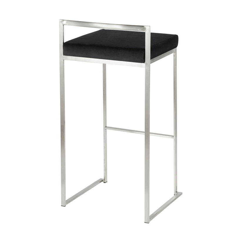 Lumi Source Fuji contemporary stackable barstool set with sleek modern design and wooden seats.