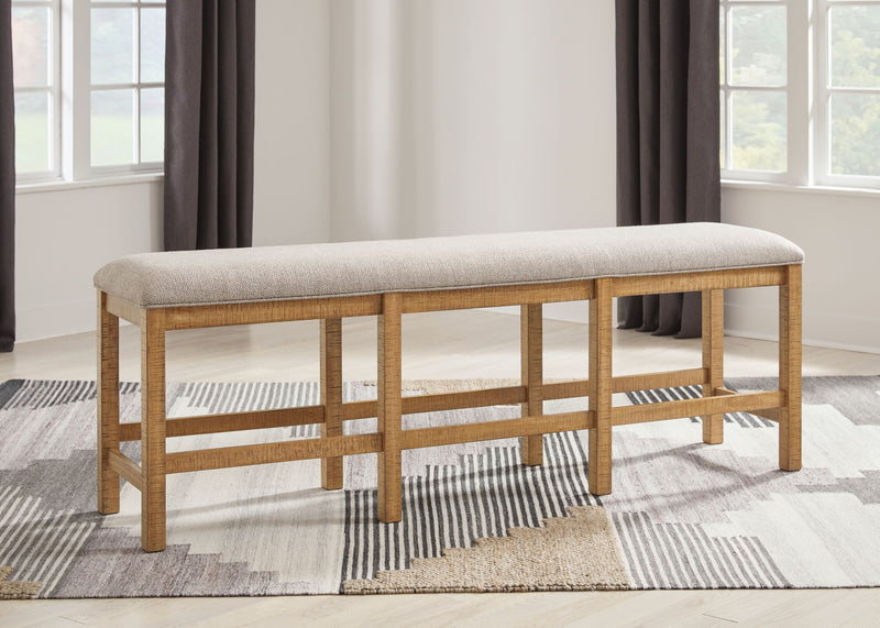Havonplane - XL Counter Height Upholstered Dining Bench - Brown - R&R Furniture Gallery (Fountain Valley, CA)