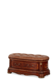 Cortina - Leather Bedside Bench - Honey Walnut - R&R Furniture Gallery (Fountain Valley, CA)