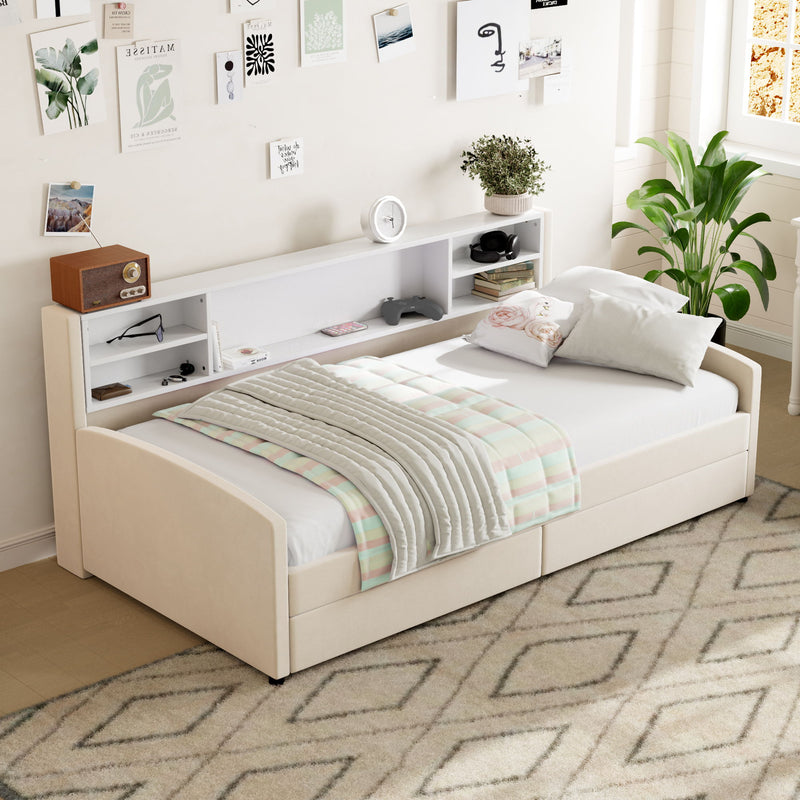 Luxurious Upholstered Platform Bed With Storage Drawers - R&R Furniture Gallery (Fountain Valley, CA)