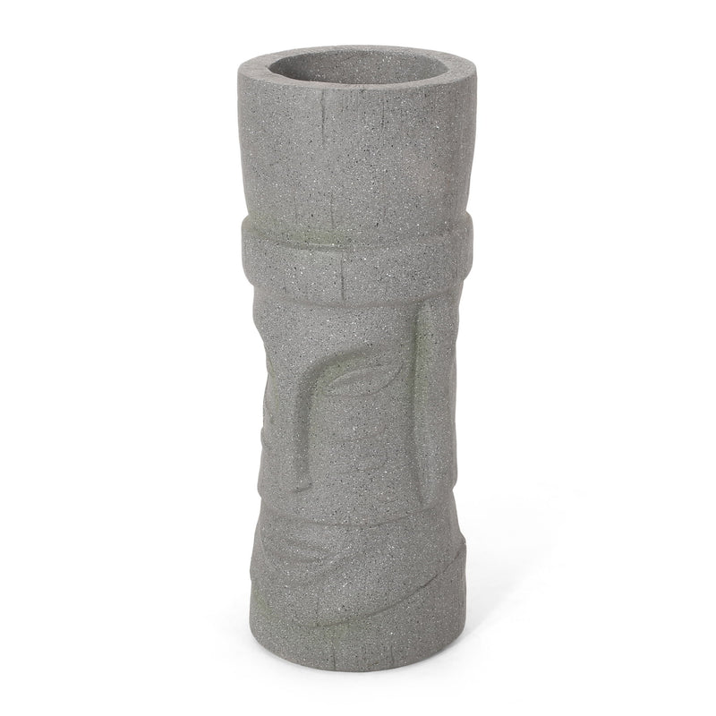 Noble House classic flower planter made of magnesium oxide in stone gray with a textured, durable finish for outdoor or indoor use.