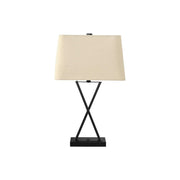 Black resin table lamp with USB port from 8th Street, featuring a transitional style and a sleek, modern design.