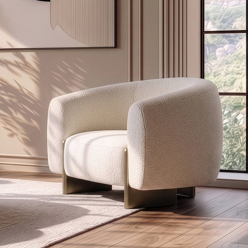 Thrive - Modern Beige Fabric + Antique Brass Accent Chair — view 4
