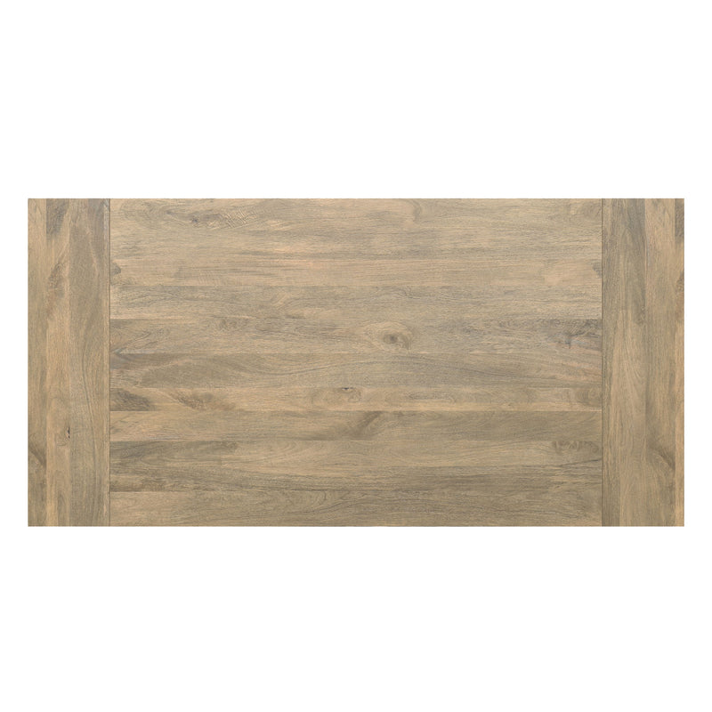 Simpli-Home Whitley dining table with wooden surface and sturdy legs, ideal for modern dining room setups.