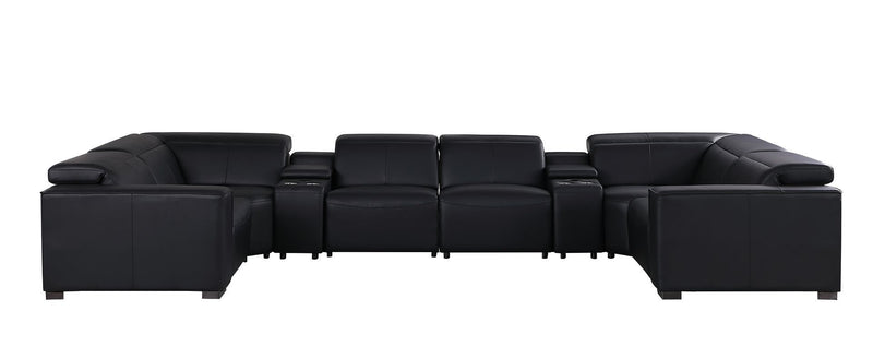 1208 - 8 Piece U Shaped Leather Sectional With 4 Power Recliners & Power Headrests