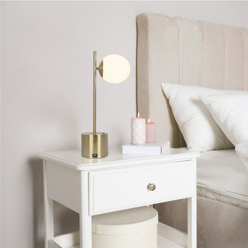 Ethereal - Modern Small Table Lamp, Desk Lamp Fixture With Globe Shade - Gold / White - R&R Furniture Gallery (Fountain Valley, CA)