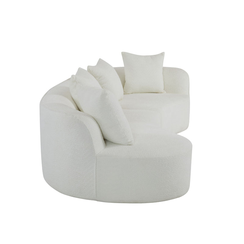 Noble House elegant curved sectional sofa with full foam cushions, showcasing plush seating and modern design.