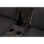 Kelliava - Console With USB - Black Fabric - R&R Furniture Gallery (Fountain Valley, CA)