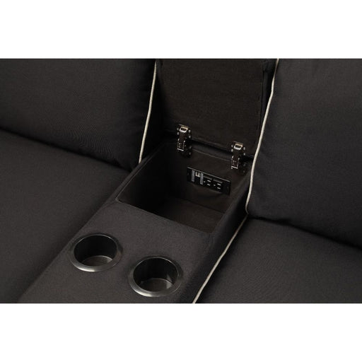 Kelliava - Console With USB - Black Fabric - R&R Furniture Gallery (Fountain Valley, CA)