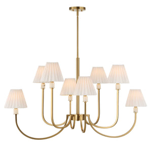 Poppins - 8 Light Brass Chandelier - White / Gold