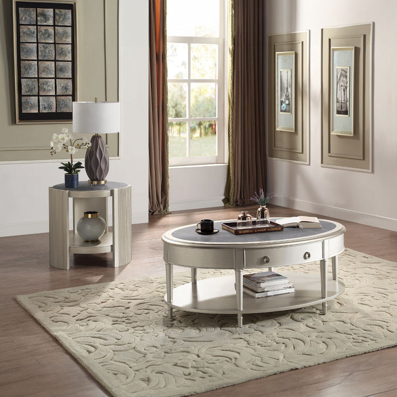 Kasa - End Table - Sintered Stone & Champagne - R&R Furniture Gallery (Fountain Valley, CA)
