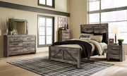 Signature Design by Ashley Wynnlow Crossbuck Panel 6 Piece Bedroom Set with matching bed, dresser, and nightstands in a modern style.