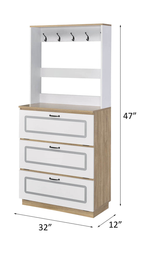 Hewett - Shoe Cabinet - Light Oak & White - R&R Furniture Gallery (Fountain Valley, CA)