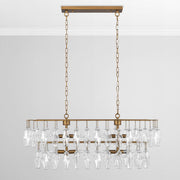 Tressia - Glass Round Chandelier - Brass - R&R Furniture Gallery (Fountain Valley, CA)