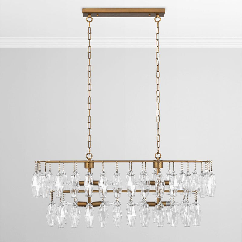 Tressia - Glass Round Chandelier - Brass - R&R Furniture Gallery (Fountain Valley, CA)