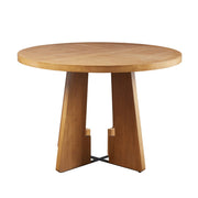 Round Dining Table With Pecan Wood Veneer - Walnut - R&R Furniture Gallery (Fountain Valley, CA)